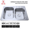Drop-in cUPC Stainless Steel Topmount Corner Kitchen sink with Double Bowl